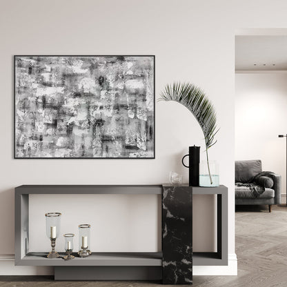 Modern Abstract Oil Painting in Black and White for Contemporary Home Decor