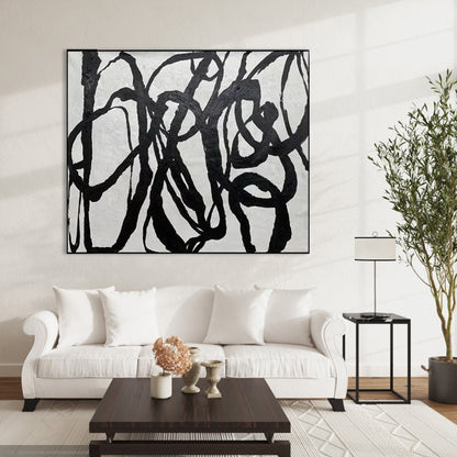 Abstract Black and White Oil Painting - Modern Art for Contemporary Spaces