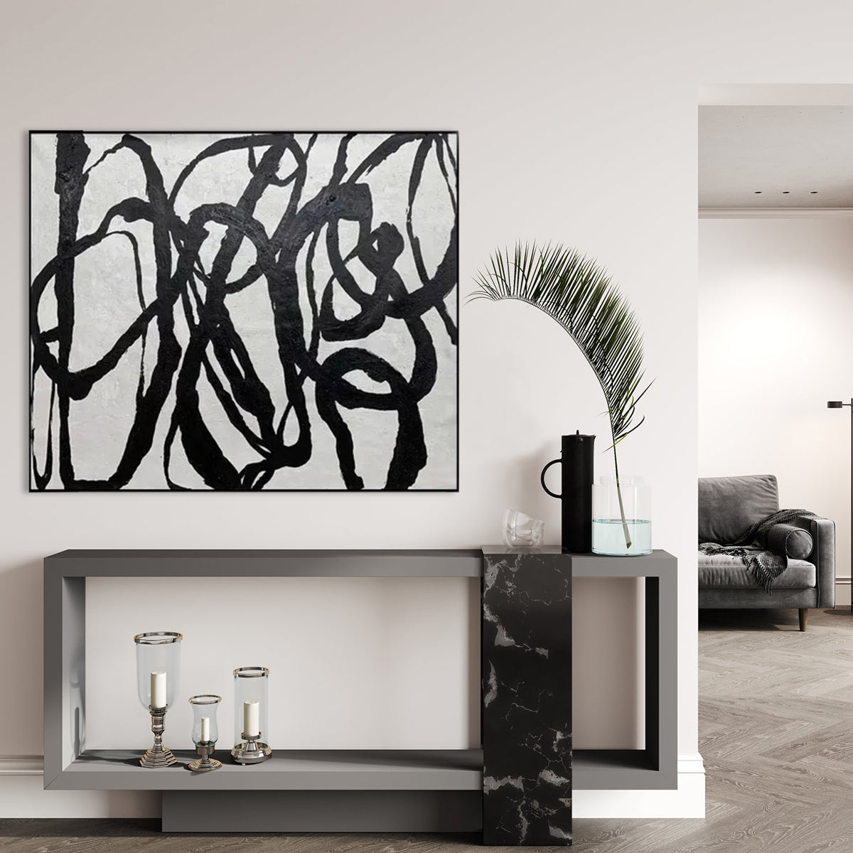 Abstract Black and White Oil Painting - Modern Art for Contemporary Spaces