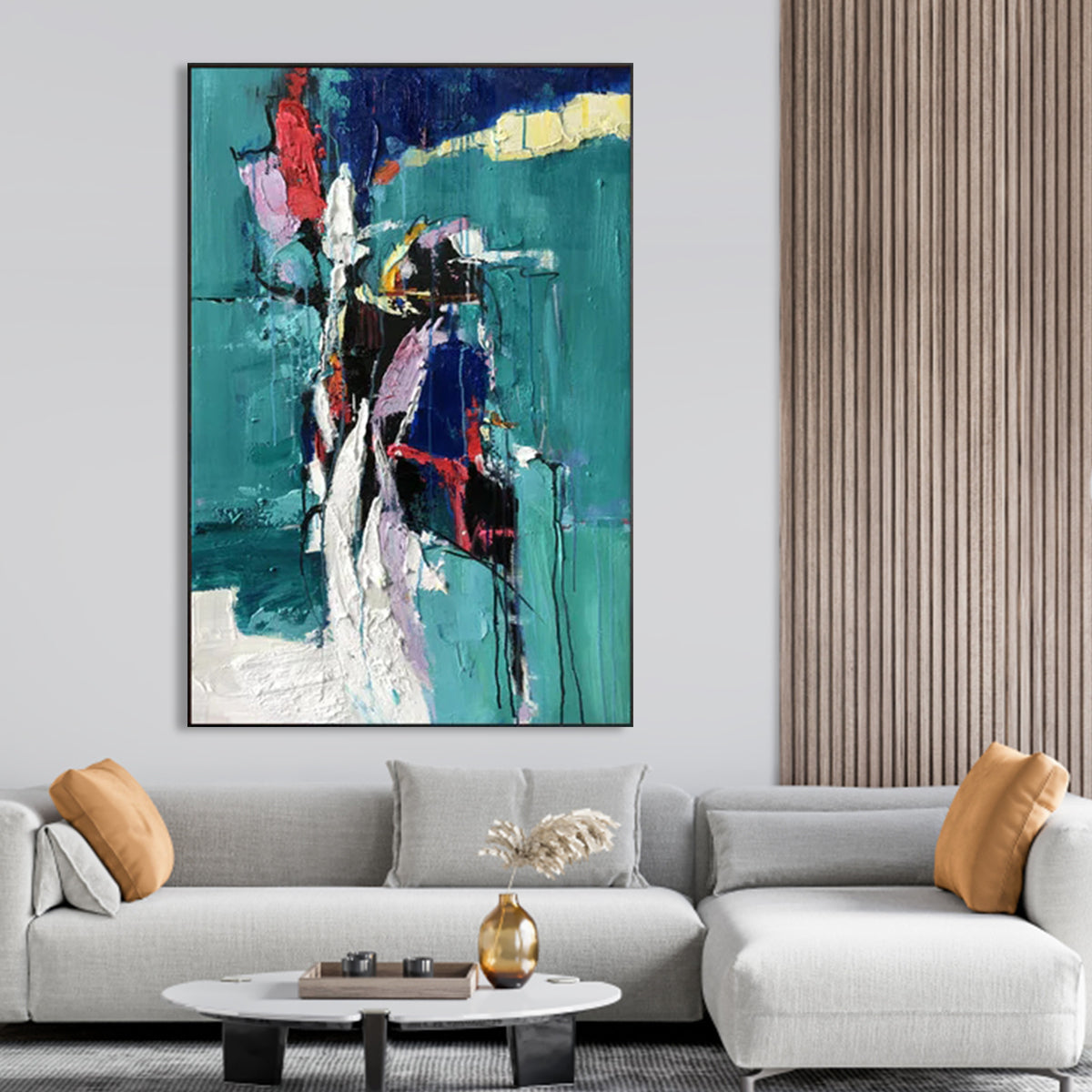 Abstract Embrace: Colorful Modern Oil Painting for Inspired Spaces