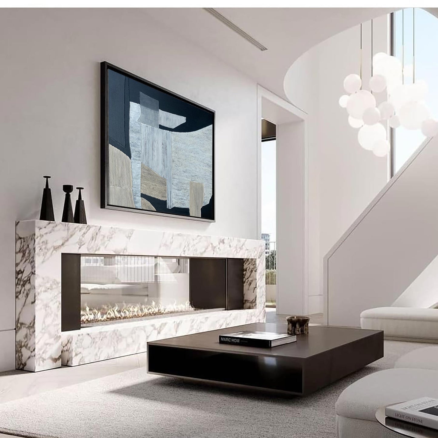 Contemporary Black and Grey Abstract Oil Painting for Modern Home Decor
