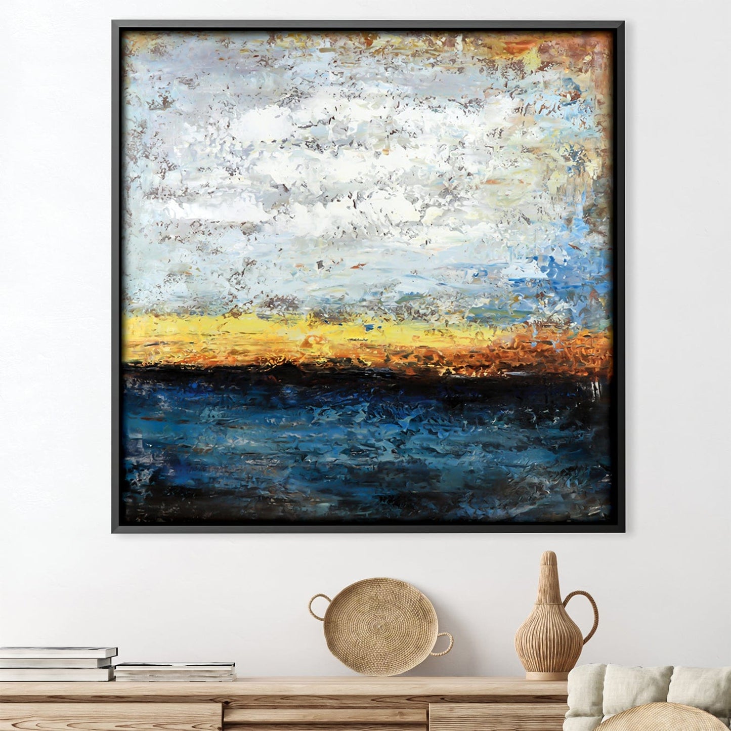 Stunning Abstract Oil Painting of Dynamic Sky and Ocean Landscape