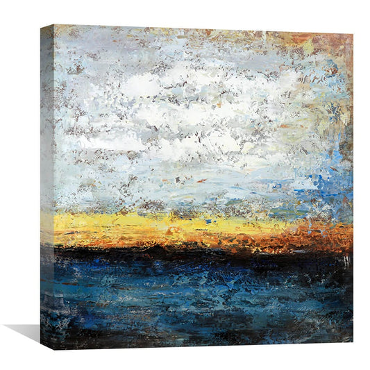 Stunning Abstract Oil Painting of Dynamic Sky and Ocean Landscape