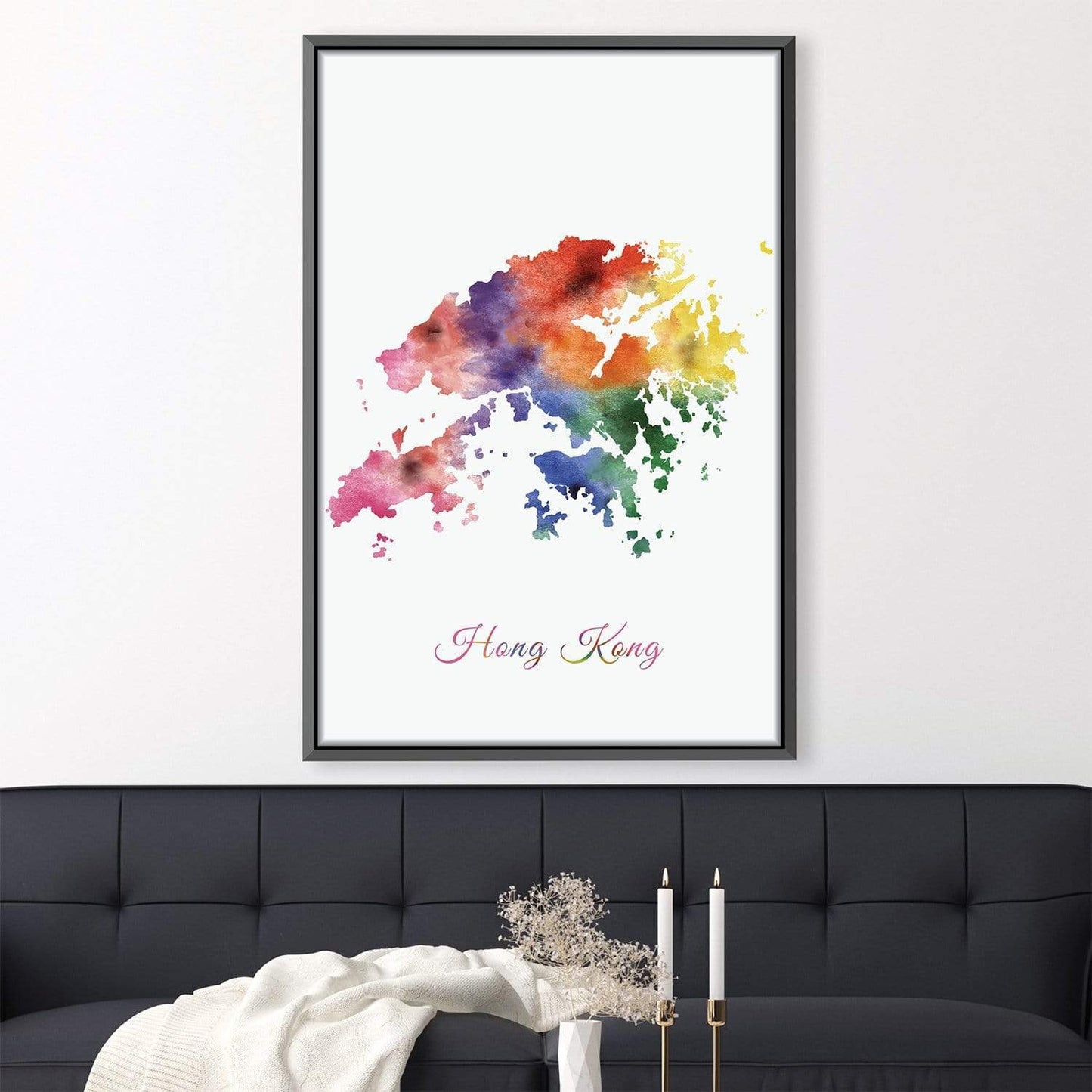 Vibrant Hong Kong Rainbow Art - Colorful Oil Painting for Modern Home Decor