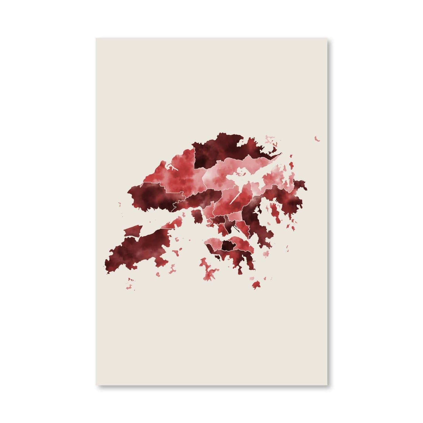 Abstract Hong Kong Landscape Oil Painting on Canvas - Vibrant Red Tones