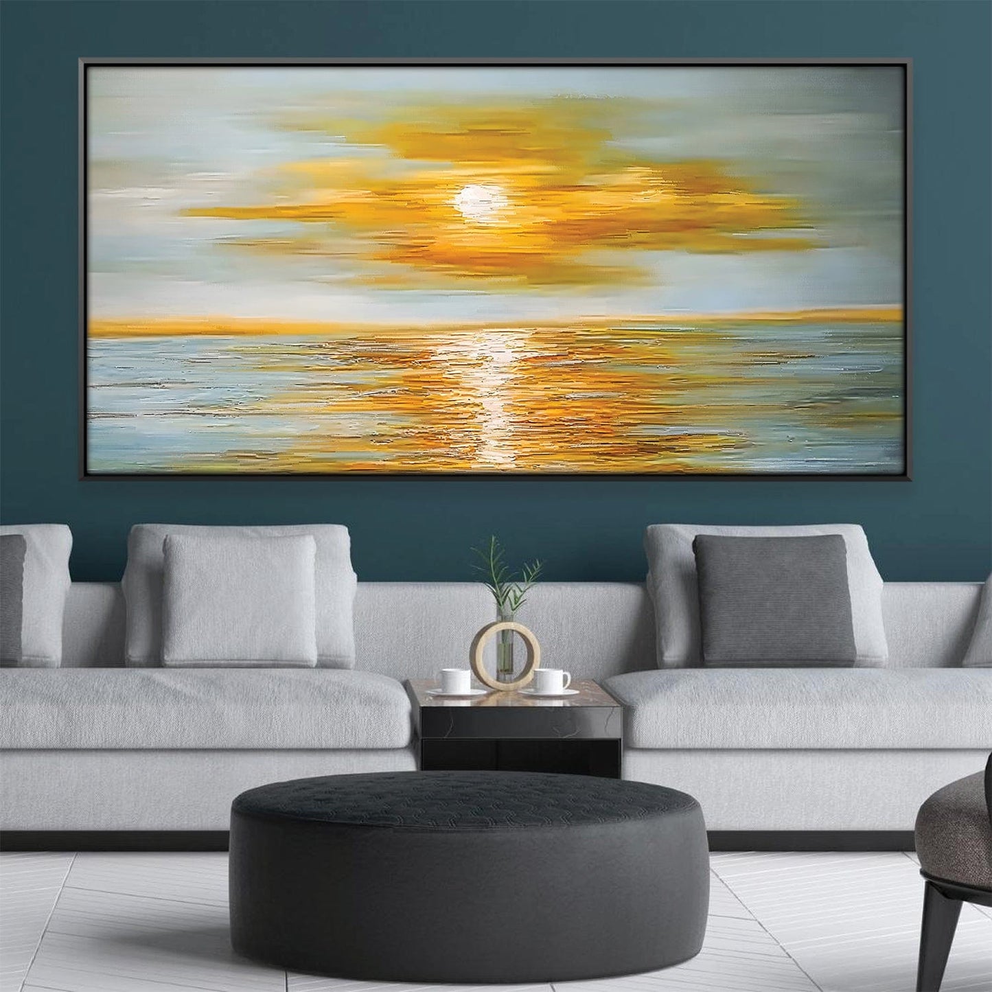 Sunset Over Ocean Waves - Vibrant Coastal Oil Painting for Home D√©cor
