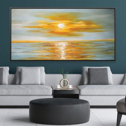 Sunset Over Ocean Waves - Vibrant Coastal Oil Painting for Home D√©cor