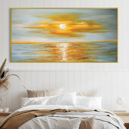 Sunset Over Ocean Waves - Vibrant Coastal Oil Painting for Home D√©cor