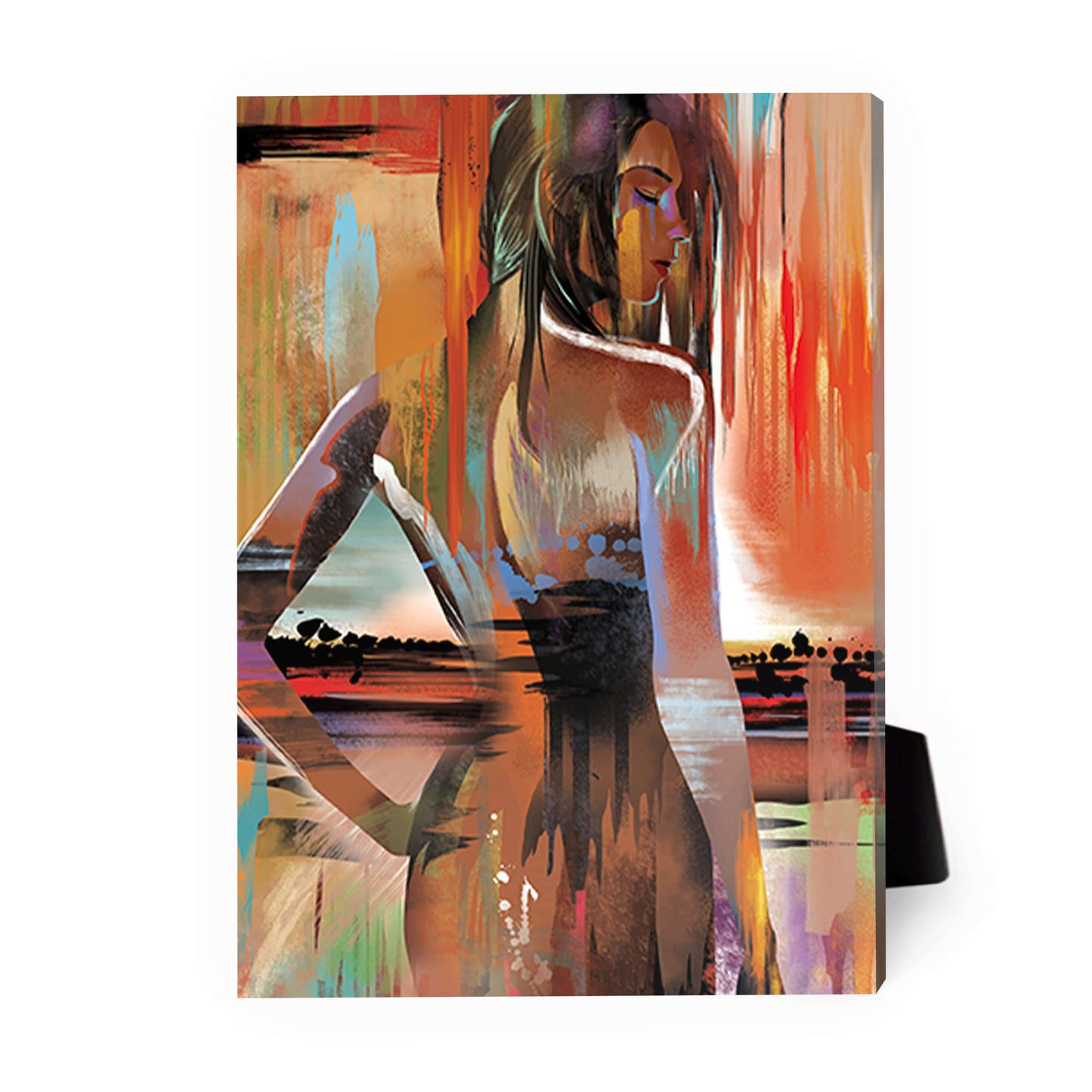 Vibrant Horizon Woman Oil Painting - Abstract Artistic Canvas Decor