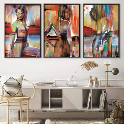 Abstract Horizon Woman Oil Painting for Modern Home Decor