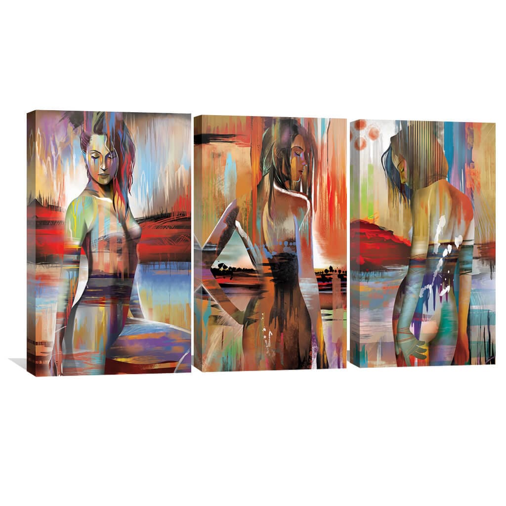 Abstract Horizon Woman Oil Painting for Modern Home Decor