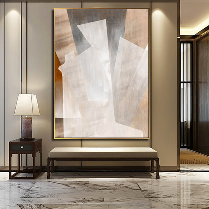 Abstract Minimalist Oil Painting in Soft Earthy Tones for Modern Decor