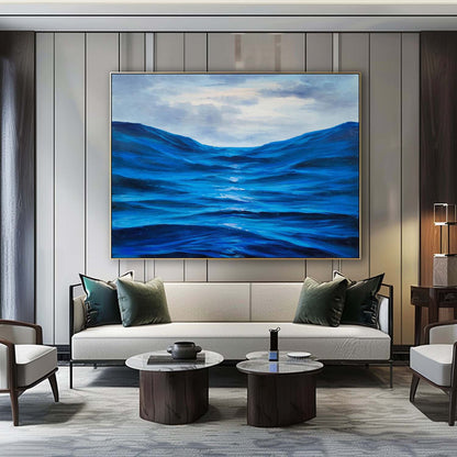 Tranquil Ocean Waves: Stunning Hyperrealism Oil Painting