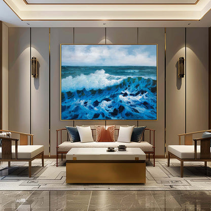 Stunning Hyperrealistic Ocean Waves Oil Painting for Art Lovers