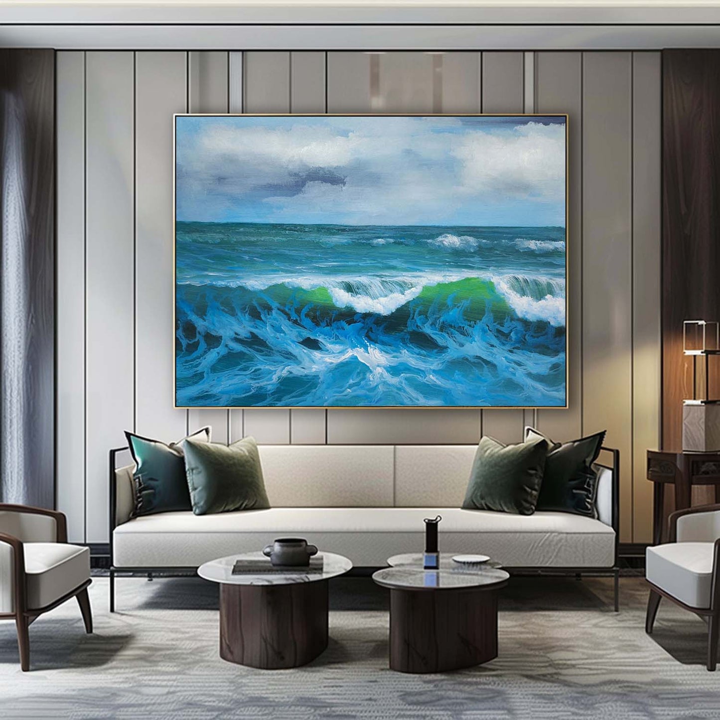 Stunning Hyperrealistic Ocean Waves Oil Painting for Coastal Home Decor