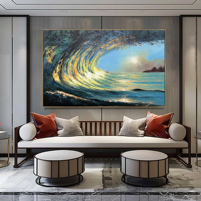 Stunning Ocean Wave Oil Painting in Hyperrealism Style