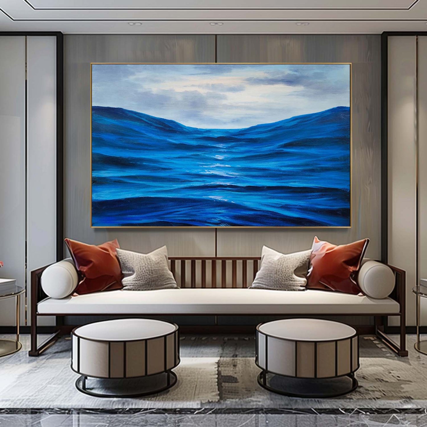 Tranquil Ocean Waves: Stunning Hyperrealism Oil Painting