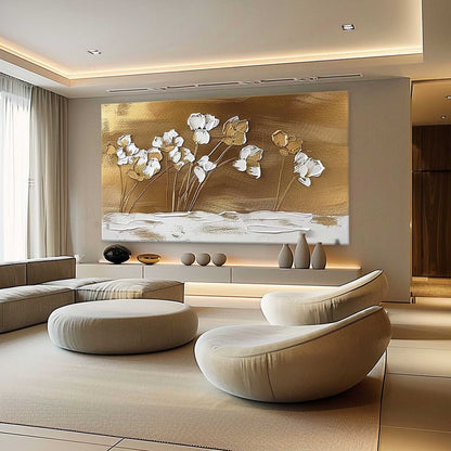 Elegant Floral Texture Oil Painting for Contemporary Home Decor