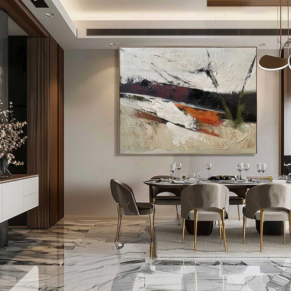 Abstract Wabi-Sabi Landscape Oil Painting for Modern Home Decor