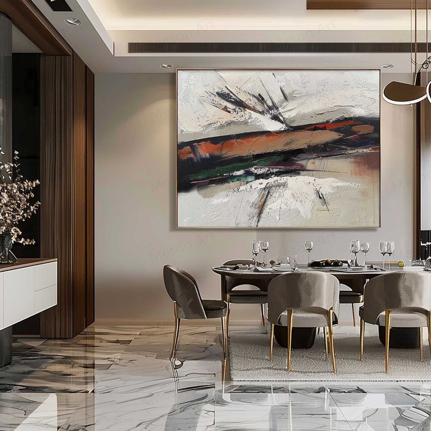 Abstract Wabi-Sabi Oil Painting for Modern Home Decor and Art Lovers