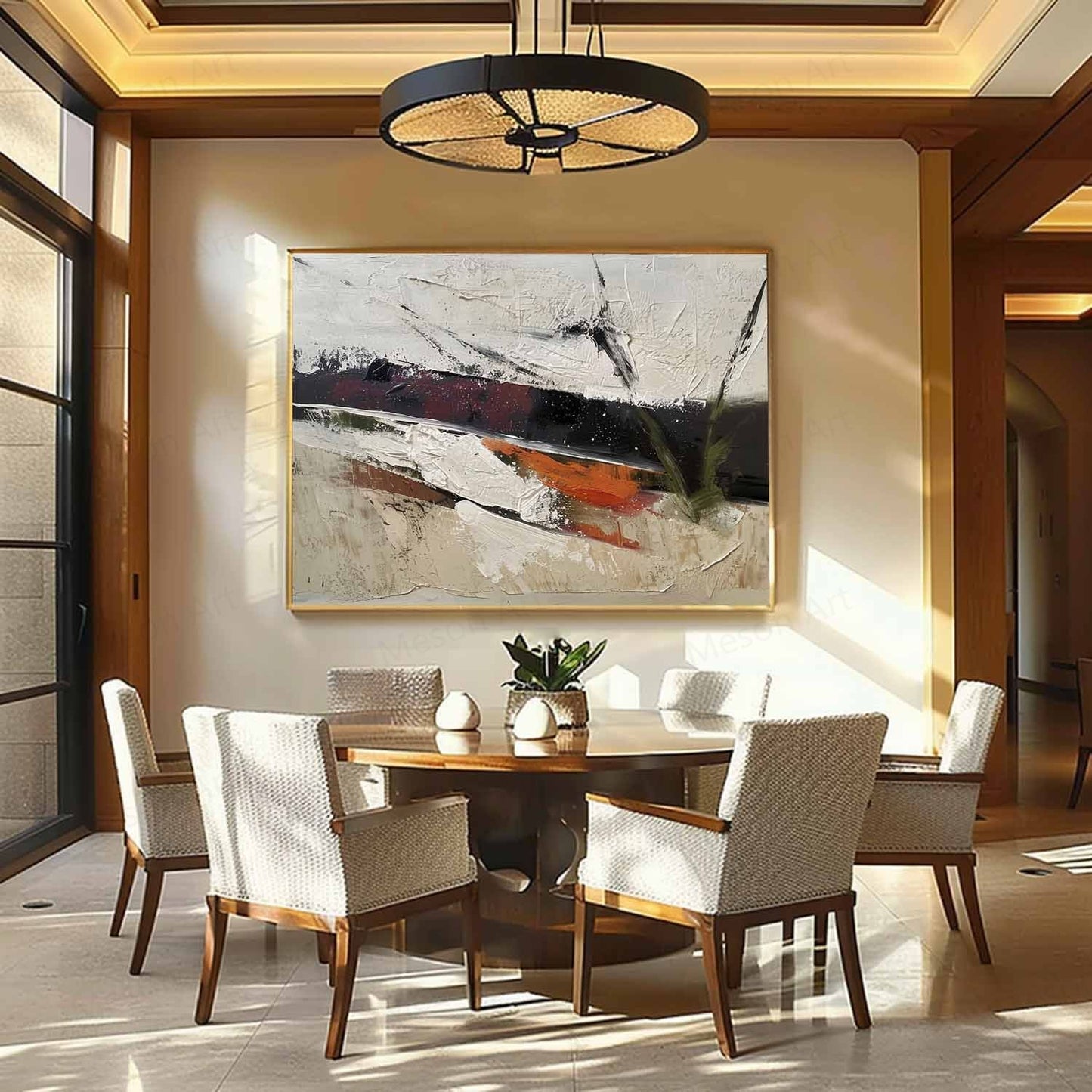 Abstract Wabi-Sabi Landscape Oil Painting for Modern Home Decor