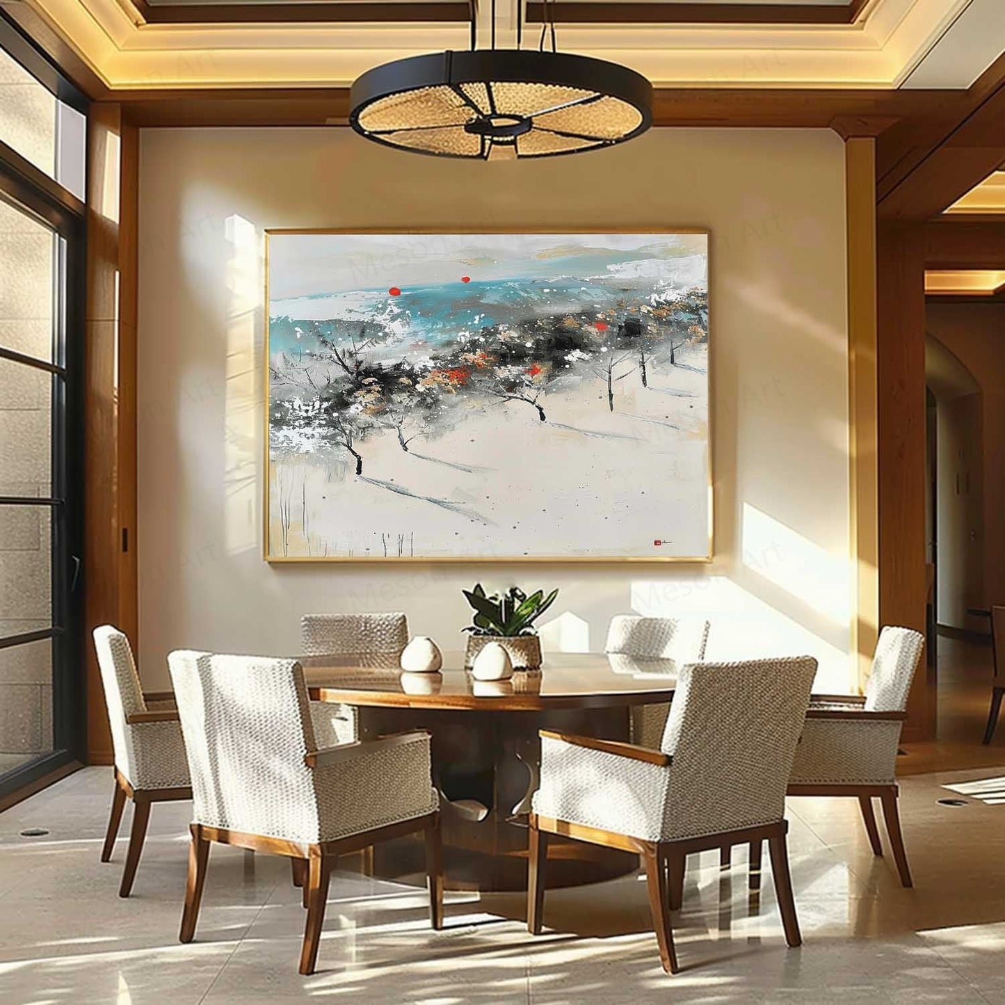 Serene Coastal Landscape Oil Painting – Modern Art for Home Decor