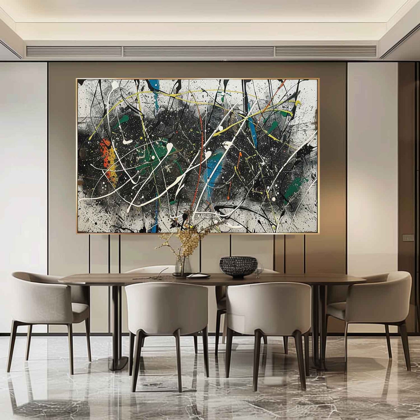 Vibrant Abstract Expressionism: Dynamic Oil Painting for Modern Home Decor