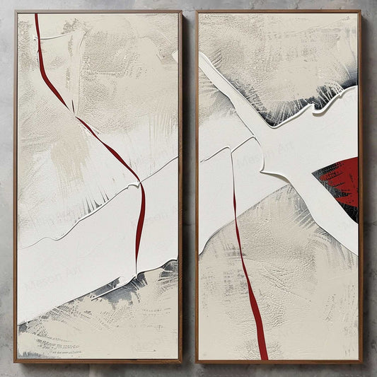 Abstract Modern Diptych Wall Art - Textured Oil Paintings in Neutral Tones