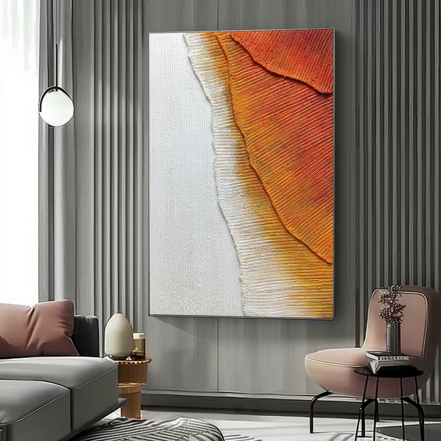 Textured Abstract Oil Painting in Warm Earth Tones for Modern Home Decor