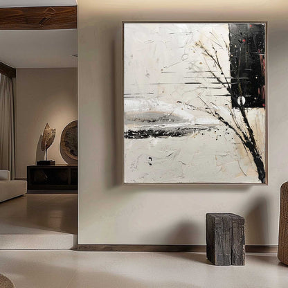 Abstract Wabi-Sabi Landscape Oil Painting for Modern Home Decor