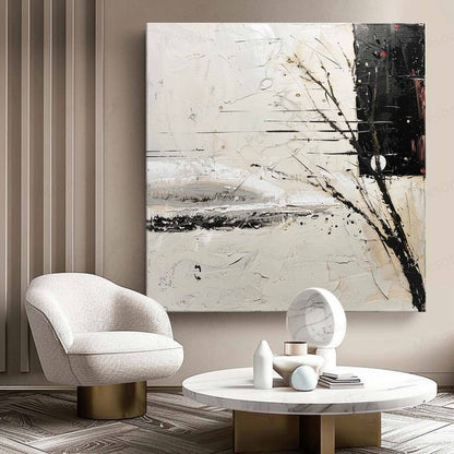 Abstract Wabi-Sabi Landscape Oil Painting for Modern Home Decor