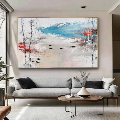 Abstract Landscape Oil Painting with Vibrant Colors and Textured Finish
