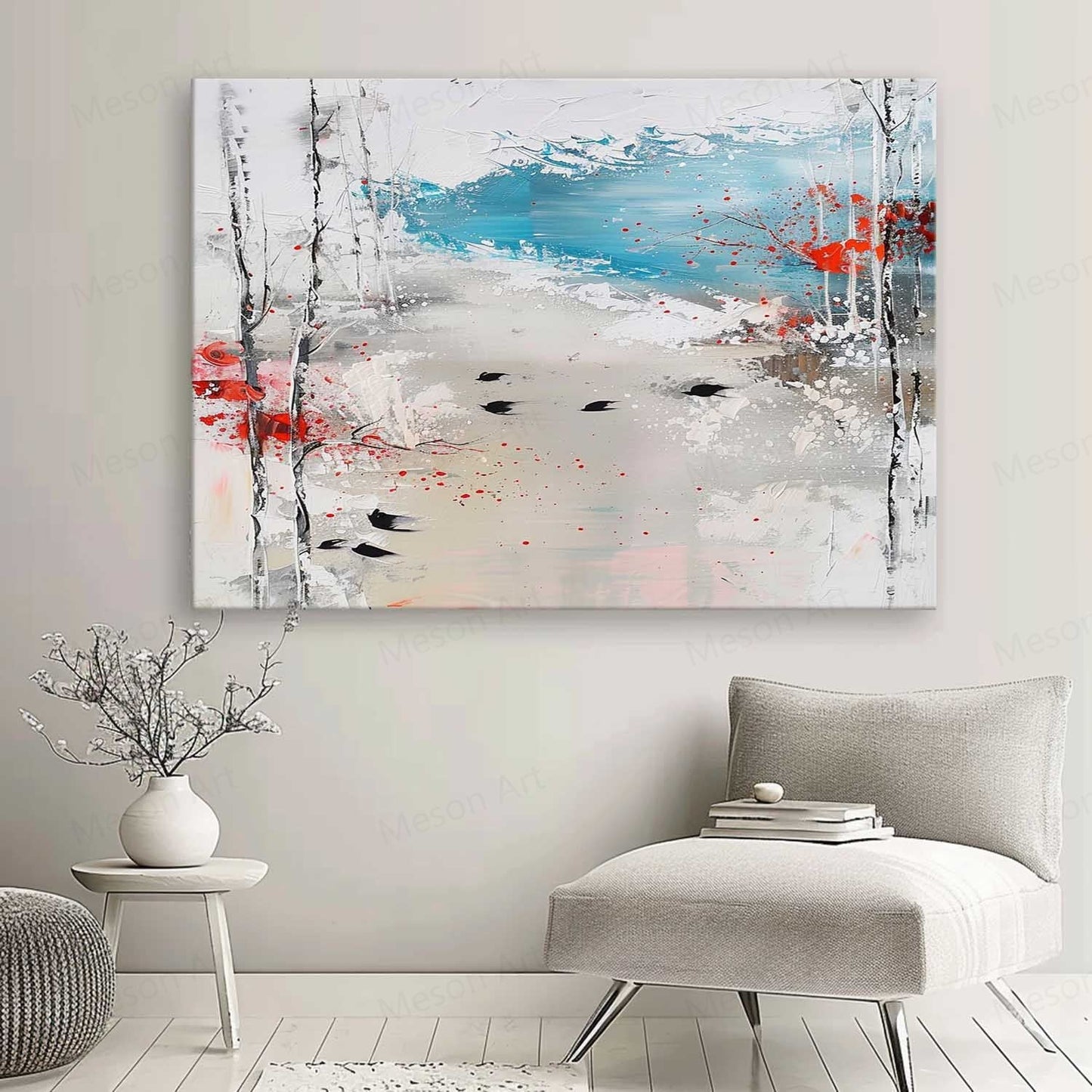 Abstract Landscape Oil Painting with Vibrant Colors and Textured Finish