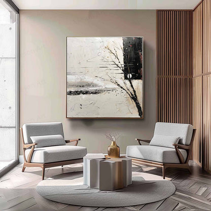 Abstract Wabi-Sabi Landscape Oil Painting for Modern Home Decor