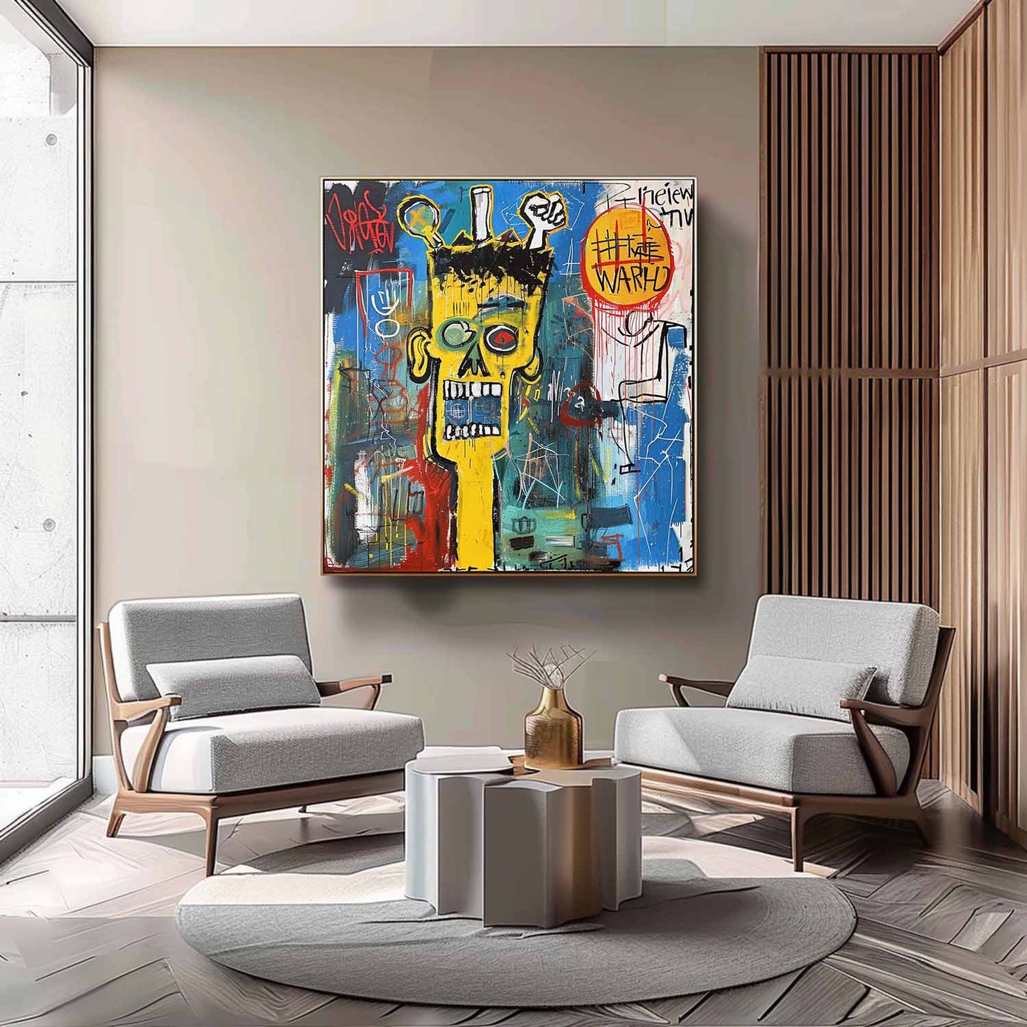 Vibrant Abstract Oil Painting Inspired by Urban Graffiti Art