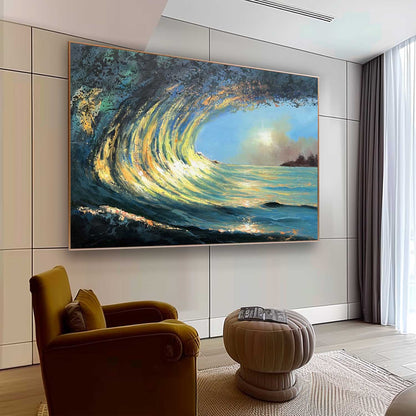 Stunning Ocean Wave Oil Painting in Hyperrealism Style