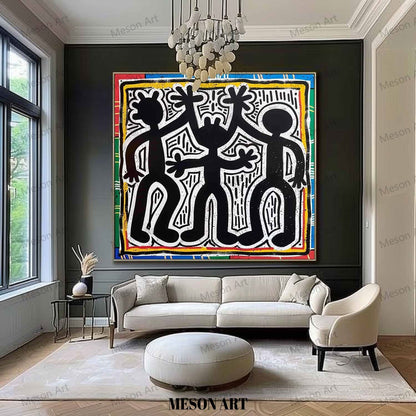 Vibrant Abstract Graffiti Art - Colorful Contemporary Oil Painting for Modern Decor