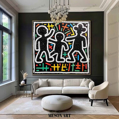Colorful Abstract Figures in Modern Graffiti Style Oil Painting