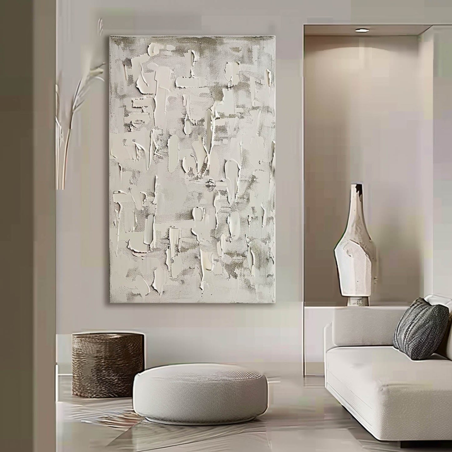 Abstract Modern Wabi-Sabi Oil Painting for Minimalist Home Decor