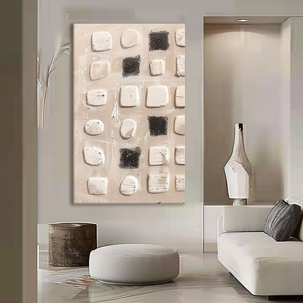 Modern Wabi-Sabi Abstract Oil Painting for Minimalist Home Decor