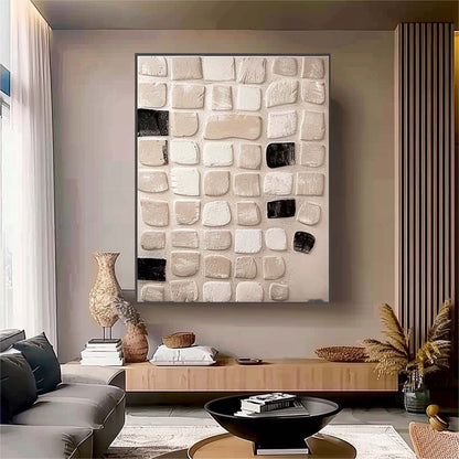 Modern Wabi-Sabi Abstract Oil Painting for Elegant Home Decor