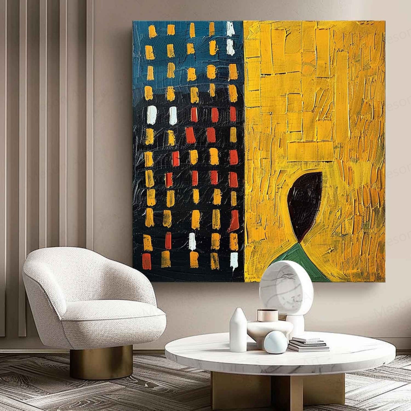 Abstract Wabi-Sabi Oil Painting for Modern Home Decor and Unique Wall Art