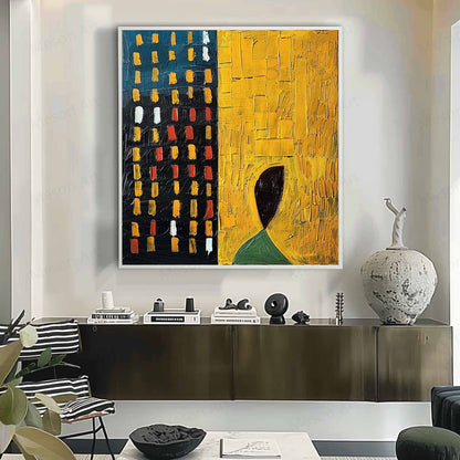 Abstract Wabi-Sabi Oil Painting for Modern Home Decor and Unique Wall Art