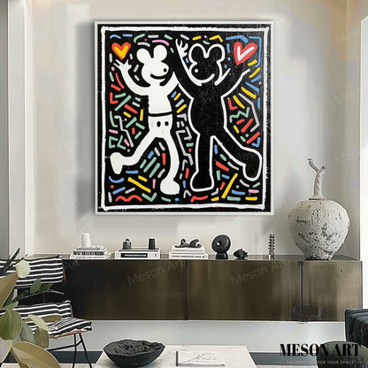 Colorful Abstract Love Dance Oil Painting for Modern Home Decor