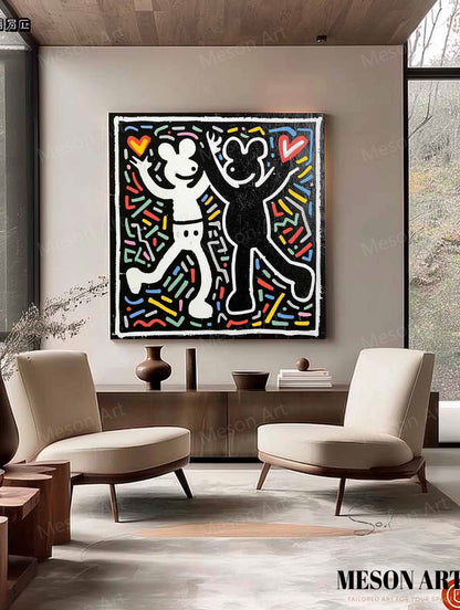 Colorful Abstract Love Dance Oil Painting for Modern Home Decor