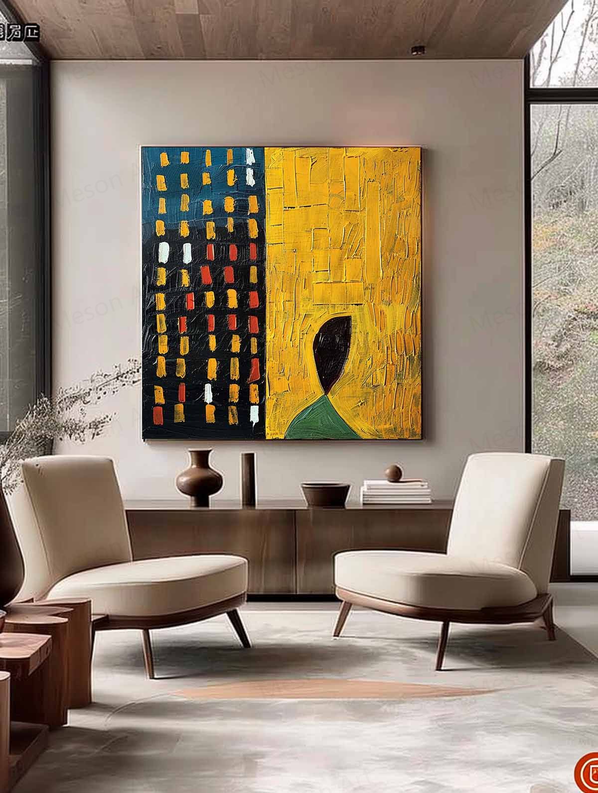 Abstract Wabi-Sabi Oil Painting for Modern Home Decor and Unique Wall Art