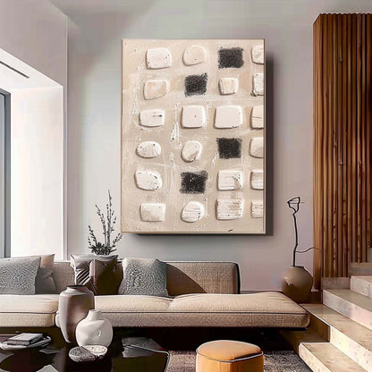 Modern Wabi-Sabi Abstract Oil Painting for Minimalist Home Decor