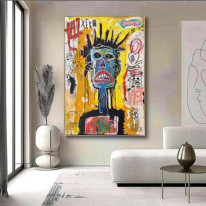 Vibrant Abstract Graffiti Portrait | Colorful Mixed Media Wall Art for Modern Spaces