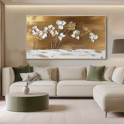Elegant Floral Texture Oil Painting for Contemporary Home Decor