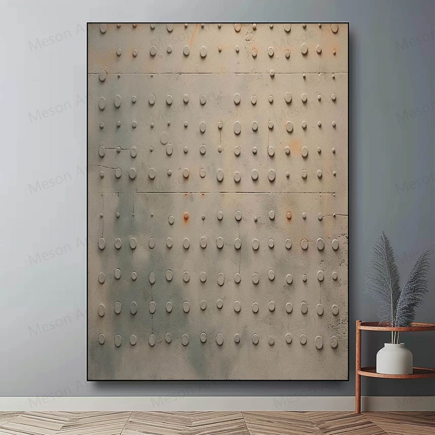 Modern Wabi-Sabi Wall Art with Textured Dots for Contemporary Home Decor